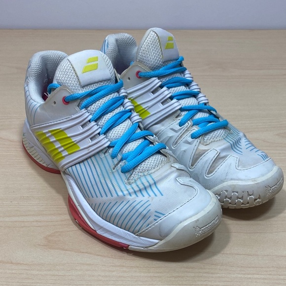 Babolat Women's Propulse Fury All Court Shoes in White and Blue - Picture 1 of 11